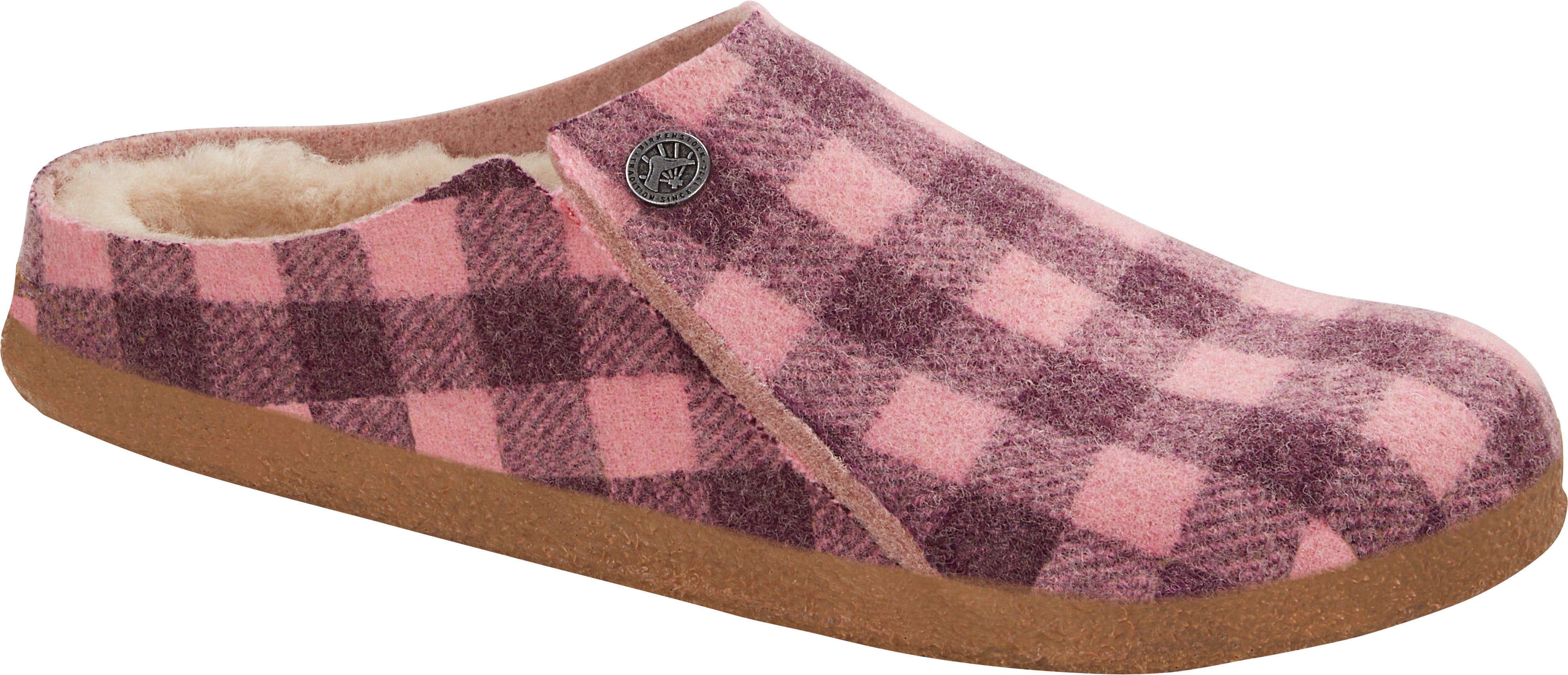 Zermatt Rivet Shearling Plaid Dark Berry Woolfelt – aboutshoes.com
