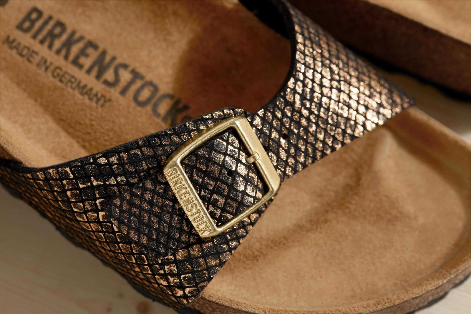 Birkenstock shiny snake olive clearance