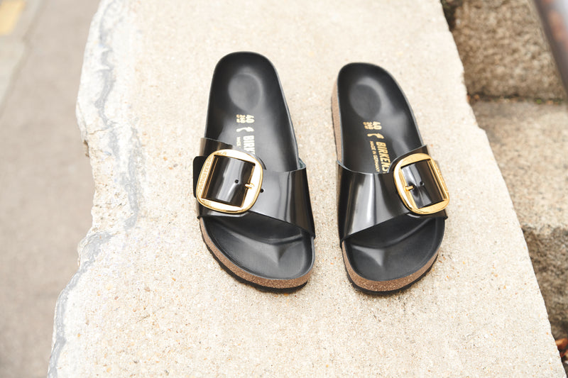 Madrid Big Buckle Naturleder High Shine schwarz